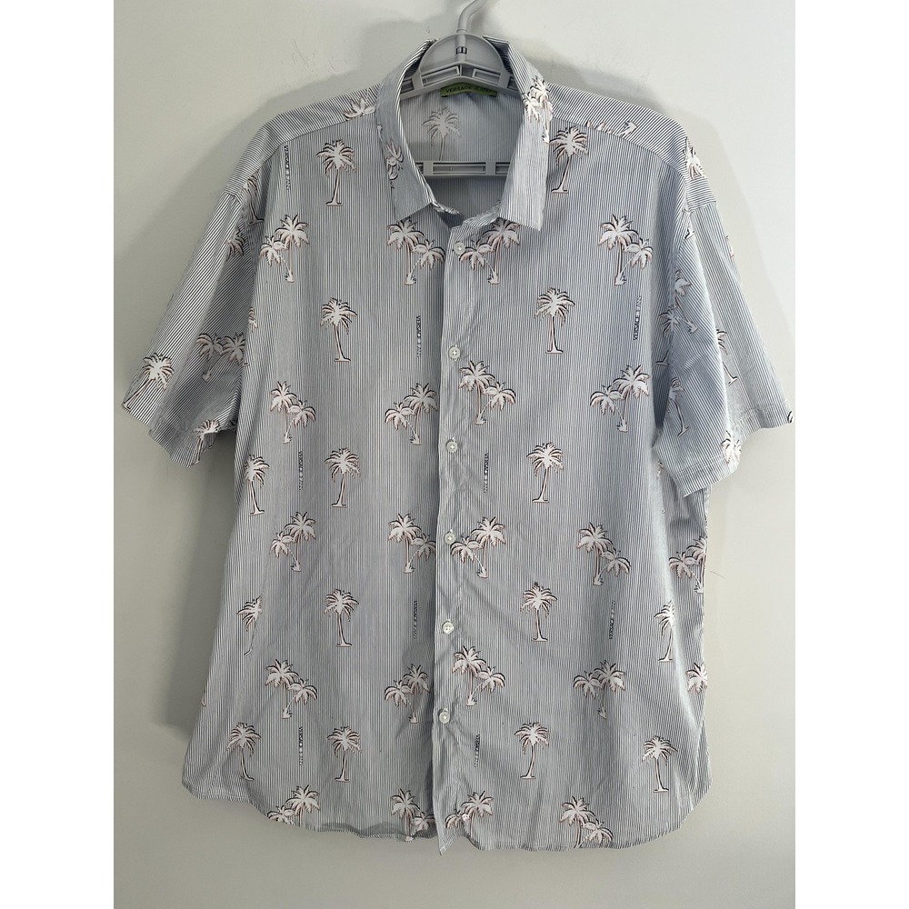 Versace Jeans Shirt Mens 3XL White Palm Tree Short Sleeve Button Up Tropical